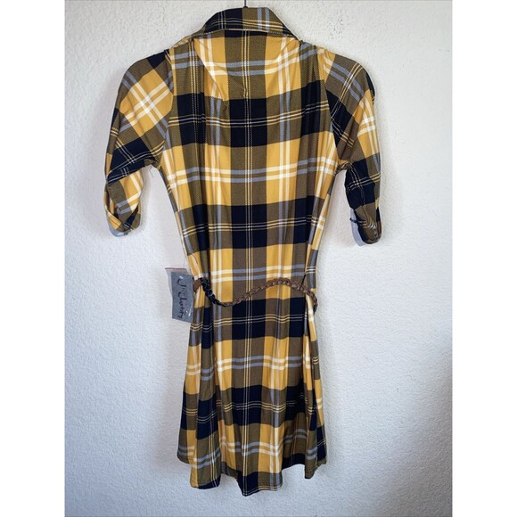 new Justify Women western Plaid shirt dress Button Roll Tab country nashville - Picture 9 of 10